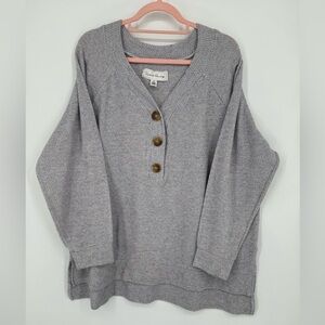 French Laundry Women's Light Gray Knit Lightweight V-Neck Sweater Plus Size 2X